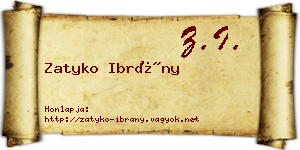 Zatyko Ibrány névjegykártya